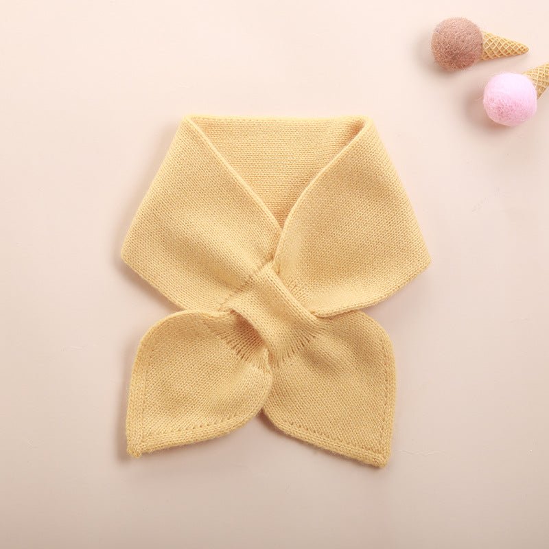 Kids Colorful Knit Cashmere Scarf Bow Knot Cashmere Neck Warmer