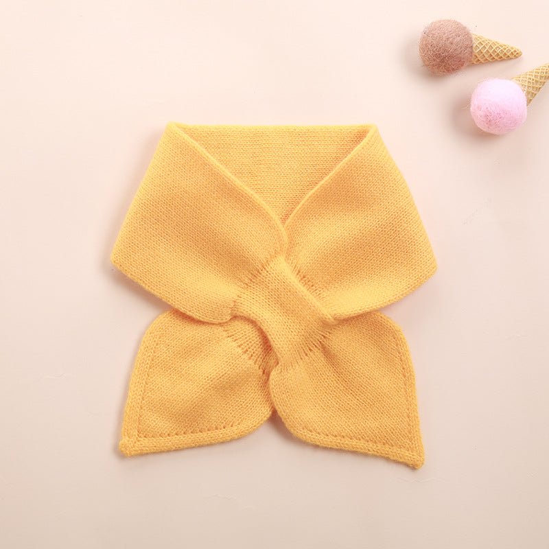 Kids Colorful Knit Cashmere Scarf Bow Knot Cashmere Neck Warmer