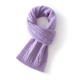 Kids Colorful Knit Cashmere Scarf Pure Cashmere Cable Scarf with Ribbed Ends
