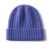 Kids Ribbed Cashmere Beanie Hat Fold Over Pure Cashmere Beanie Multi Colors