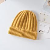 Kids Ribbed Cashmere Beanie Ribbing Hem Boys and Girls Cashmere Hat