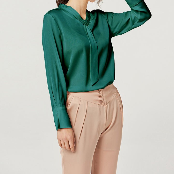 Ladies Pure Silk Shirt Mulberry Ribbon Work Silk Blouse Tops