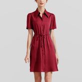 Ladies Short Button Down Silk Dress