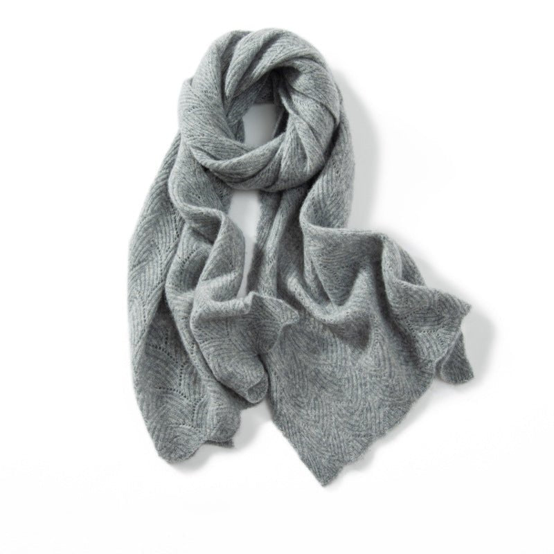 Long Cut - out Cashmere Scarf for Women Double Layer Cashmere Wraps Soft Colors