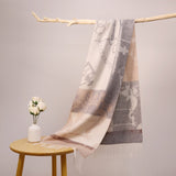 Long Pure Cashmere Fringed Scarf With Intricate Pattern Cashmere Warps