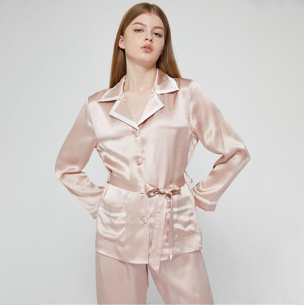 Long Silk Pajamas Set for Women Silk PJS ladies 100 silk sleepwear