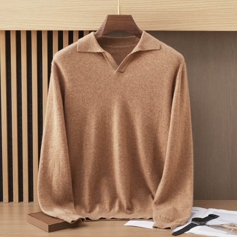 Mens Polo Collar Cashmere Sweater Collared Cashmere Knit Pullover
