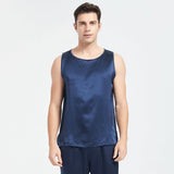 Mens Silk Tank Top Set Sleeveless Short Silk Pajamas Set