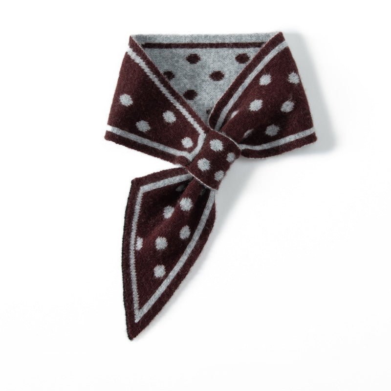 Polka Dot Cashmere Bow Scarf Cashmere Tie Scarf for Women Cashmere Neck Wrap