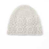 Pure Cashmere Crochet Knit Beanie Cashmere Crochet Floral Hat for Women
