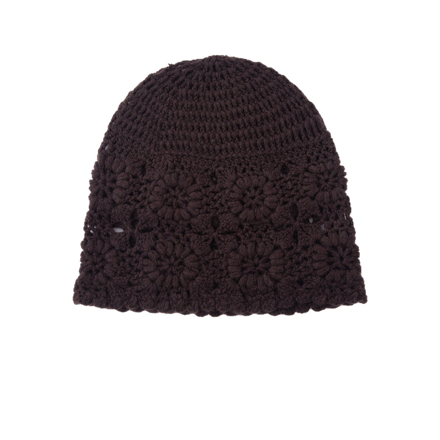 Pure Cashmere Crochet Knit Beanie Cashmere Crochet Floral Hat for Women