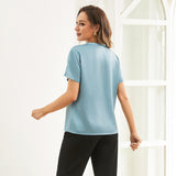 Pure Silk Blouses Short Sleeves Womens Pure Silk Top
