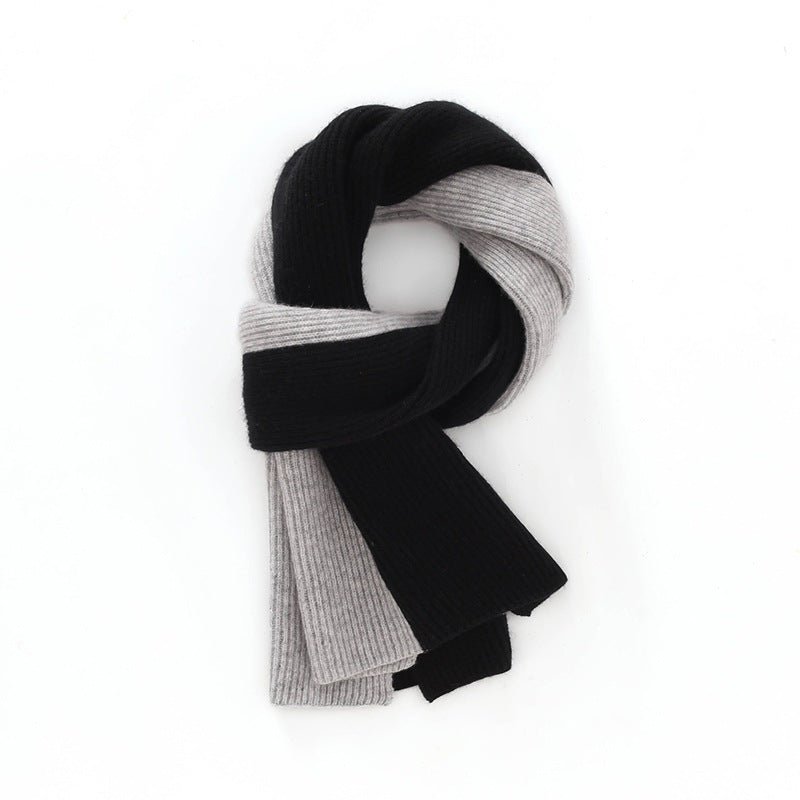 Rib Knit Cashmere Scarf Colorblock Cashmere Wrap for Men and Women