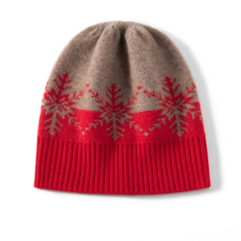 Rib Knitted Cashmere Beanie Winter Christmas Warm Cashmere Hats for Women