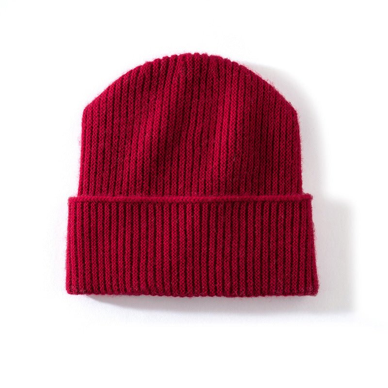 Ribbed 100% Cashmere Beanie Hat Premium Pure Cashmere Beanie with Folded Cuff