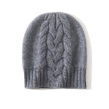 Ribbed Edge Cashmere Hat Braid Pattern Cashmere Beanie for Women