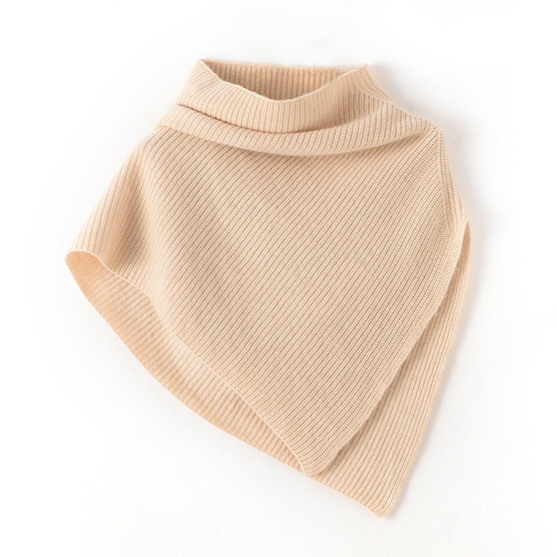 Ribbed Mock Neck Pure Cashmere Cloak Waistcoat Cashmere Scarf
