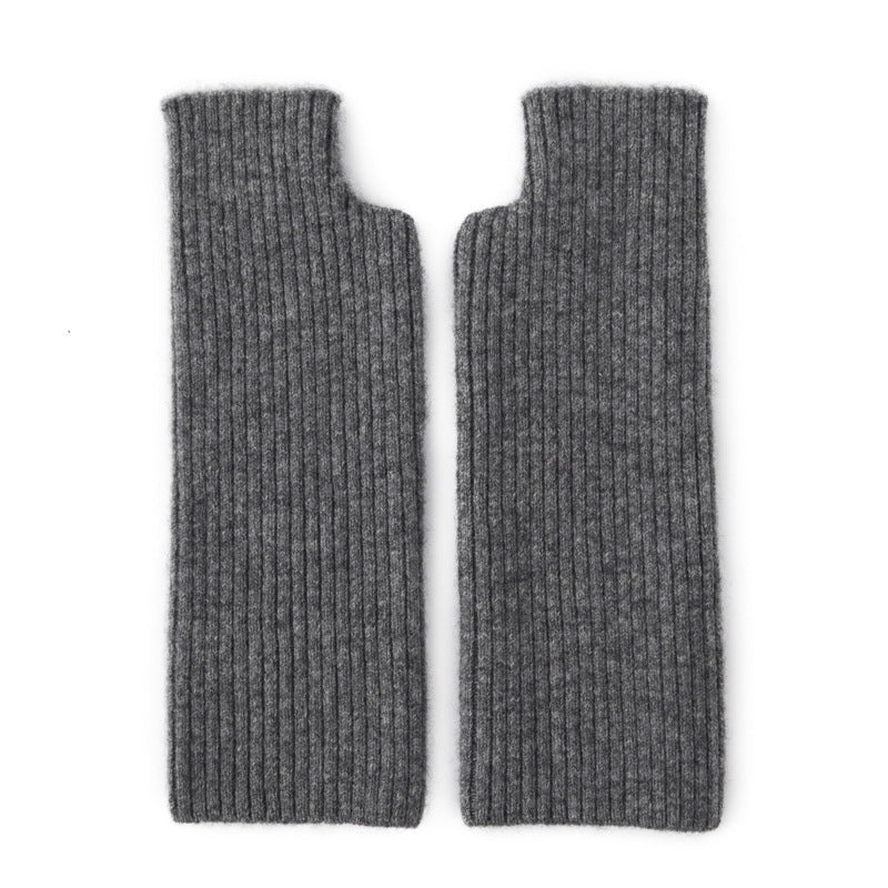 Ribbed Pure Cashmere Gloves Cashmere Wrist Warmers Long Cashmere Mitts