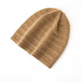 Ribbed Stripe Cashmere Knit Beanie Cashmere Slouchy Beanie Cashmere Winter Hat
