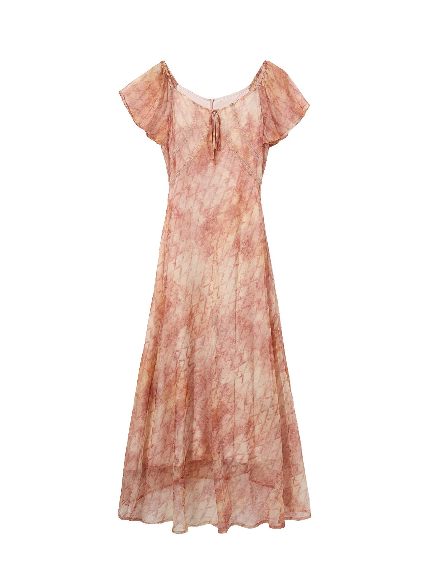 Romantic Puff Sleeve Summer Silk Dress Silk Maxi Dress for Women Silk Floral Dress Pink XS