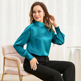 Silk Blouses For Women 100% Stand Collar Office Silk Shirts