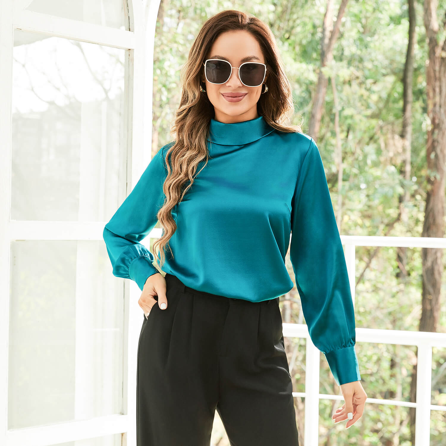 Silk Blouses For Women 100% Stand Collar Office Silk Shirts