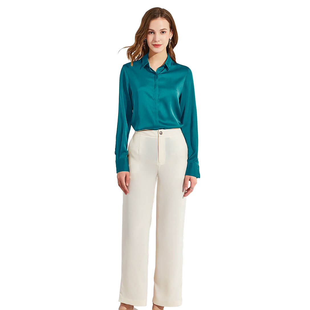 Silk Blouses For Women Long Sleeve Silk Button Shirts
