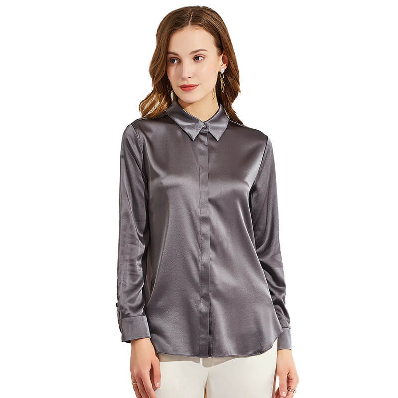Silk Blouses For Women Long Sleeve Silk Button Shirts