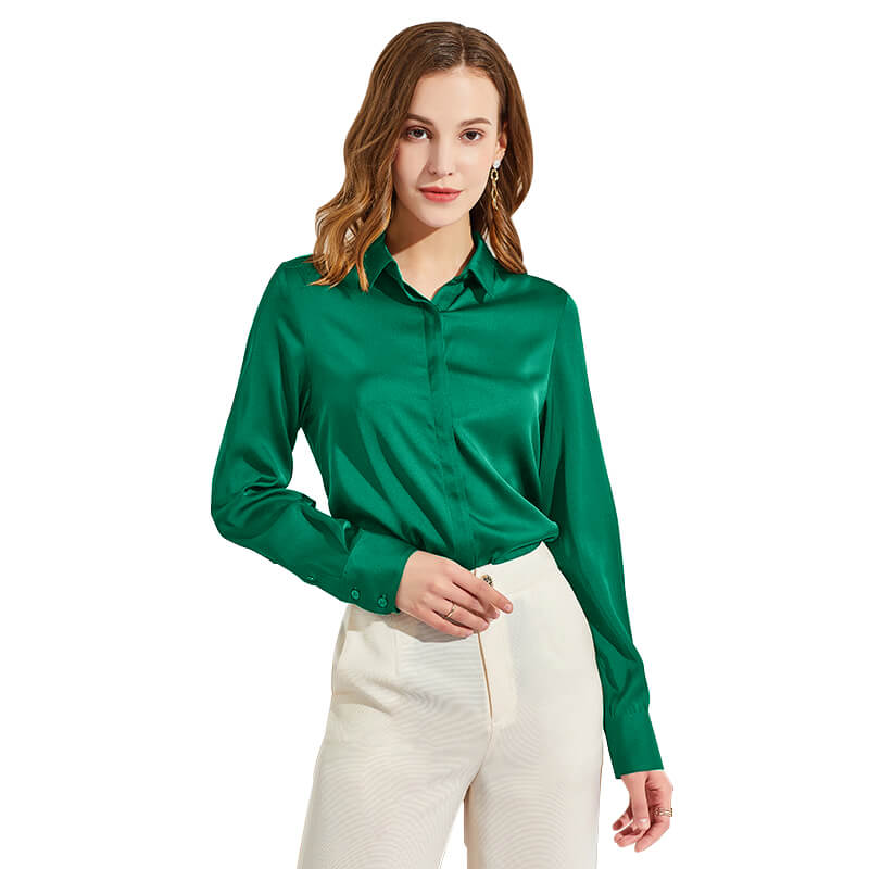 Silk Blouses For Women Long Sleeve Silk Button Shirts
