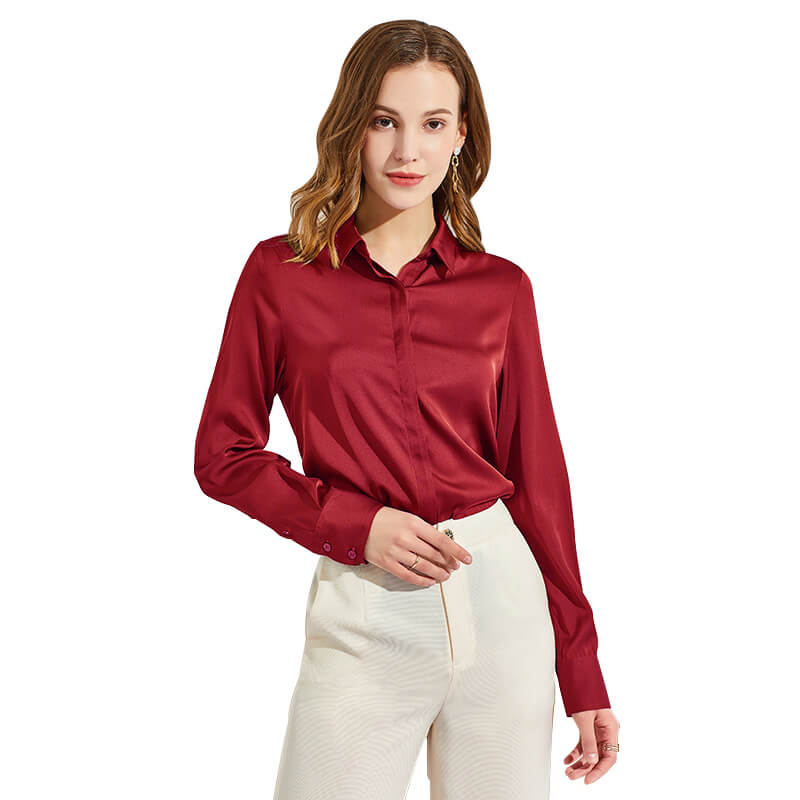 Silk Blouses For Women Long Sleeve Silk Button Shirts