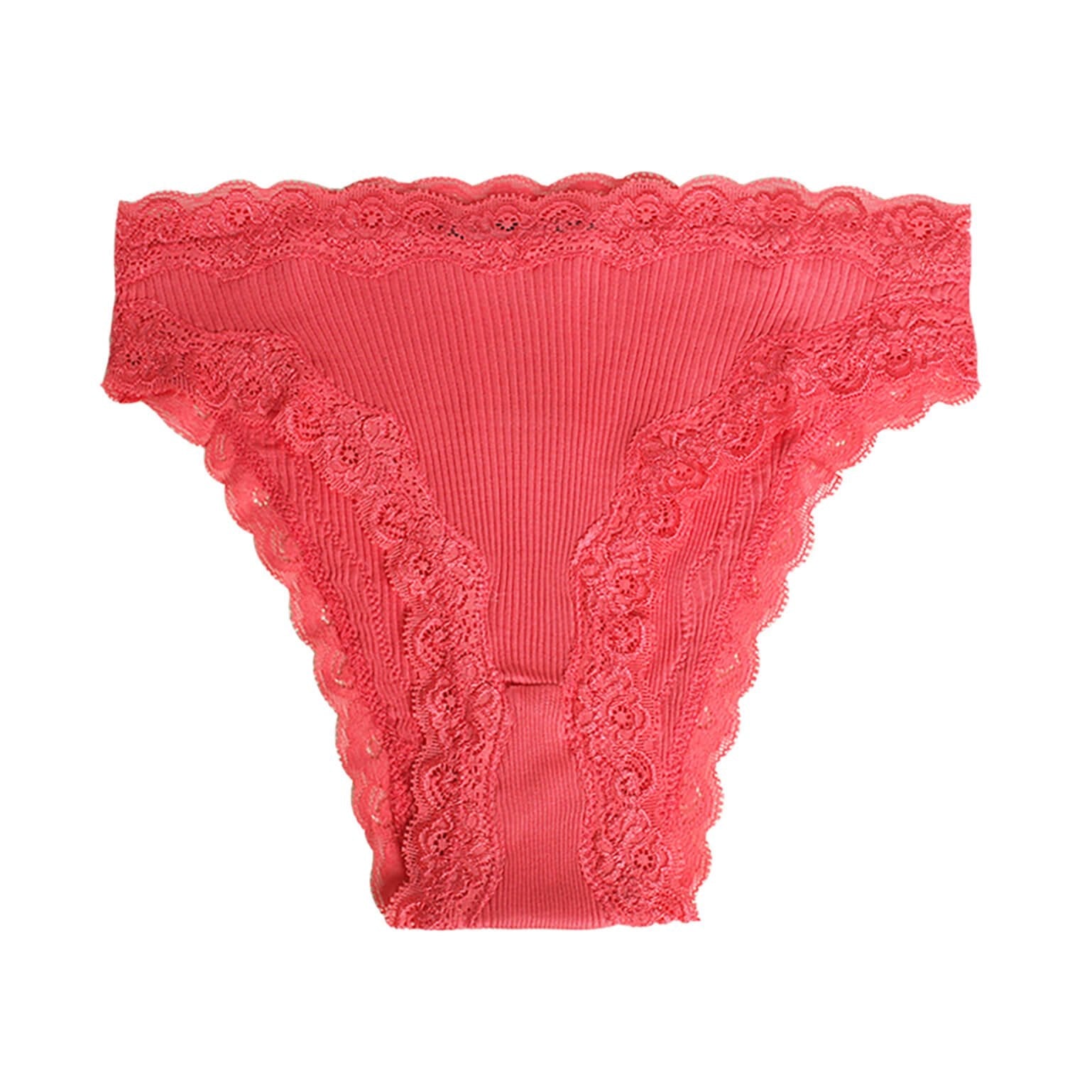 Silk panties women's lace ribbed mulberry silk mid - waist briefs