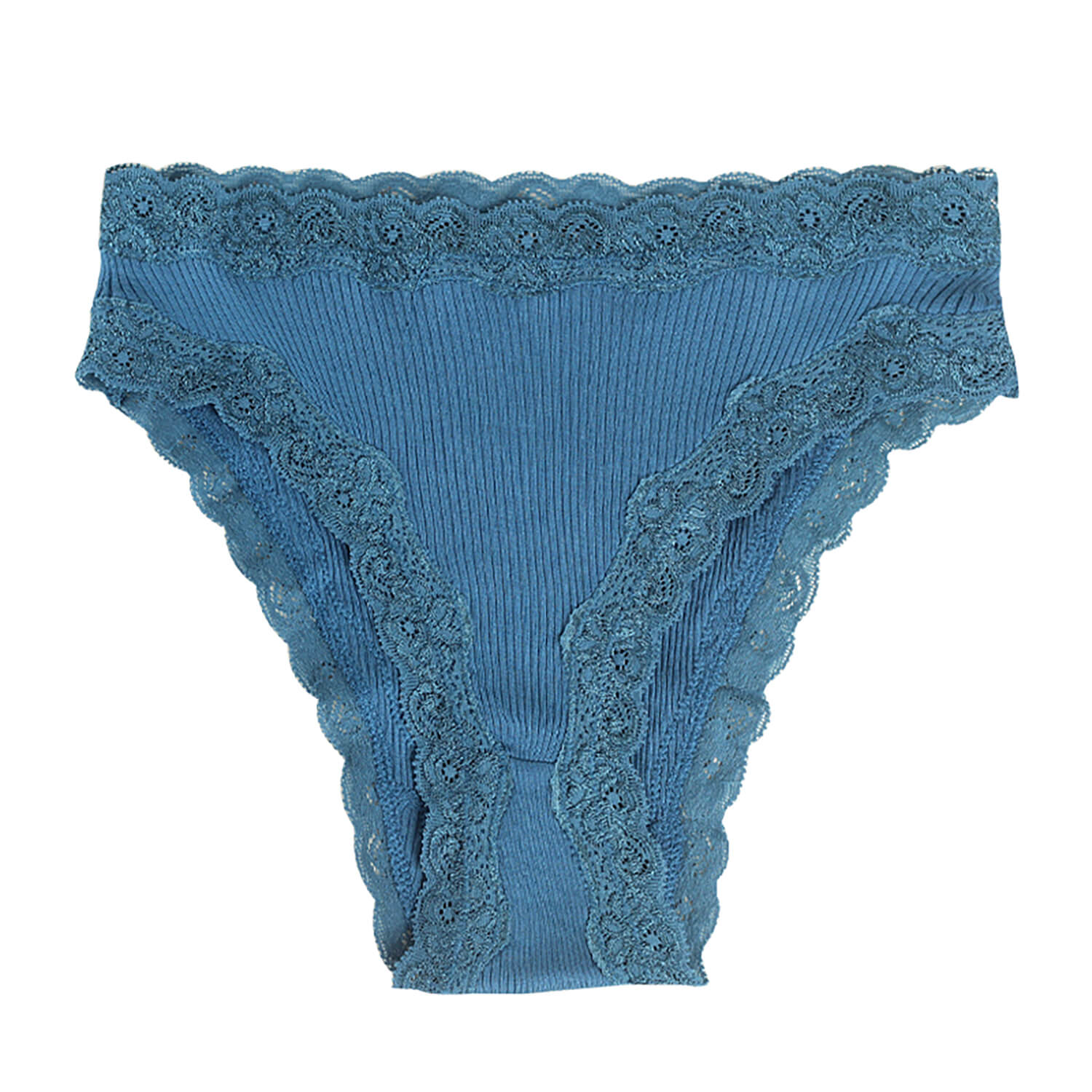 Silk panties women's lace ribbed mulberry silk mid - waist briefs