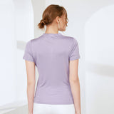 Silk Top Women's Short - sleeved Silk Knitted Bottoming Shirt Purple S