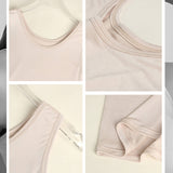 Summer Sleeveless Silk Vest Silk Knitted Bottoming Shirts Beige XS