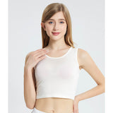Summer Sleeveless Silk Vest Silk Knitted Bottoming Shirts White XS