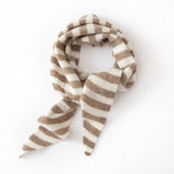 Striped Cashmere Triangle Scarf Pure Cashmere Knit Scarf Neck Scarf