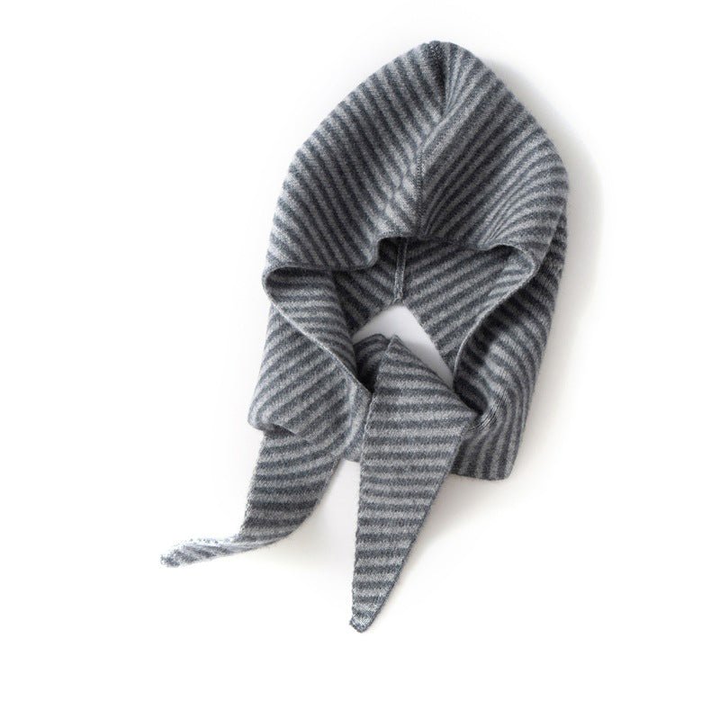 Striped Pure Cashmere Neck Scarf Cashmere Hoodie Wrap for Men and Women