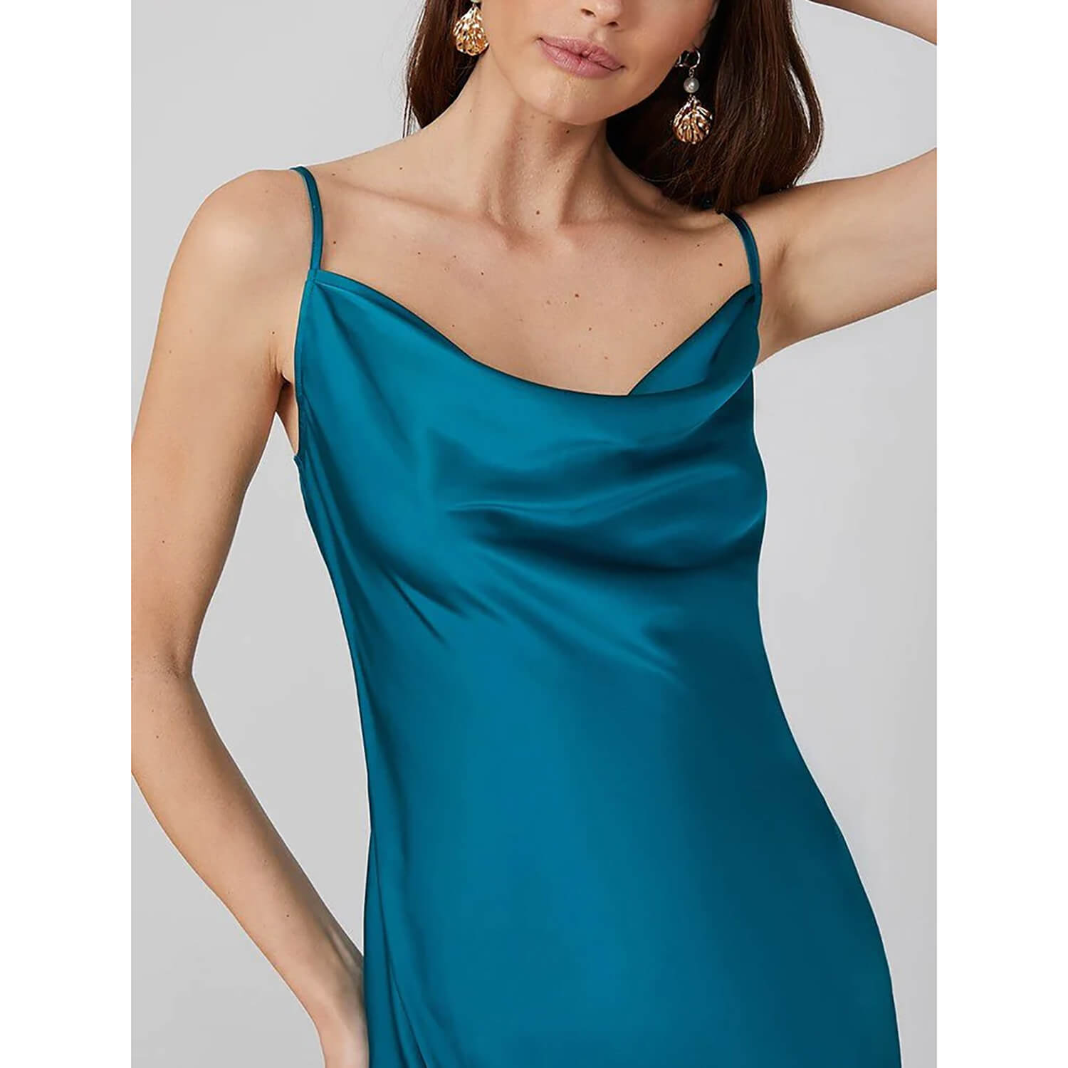 Summer Silk Dress Ladies Cowl Neck Pure Silk Slip Dress