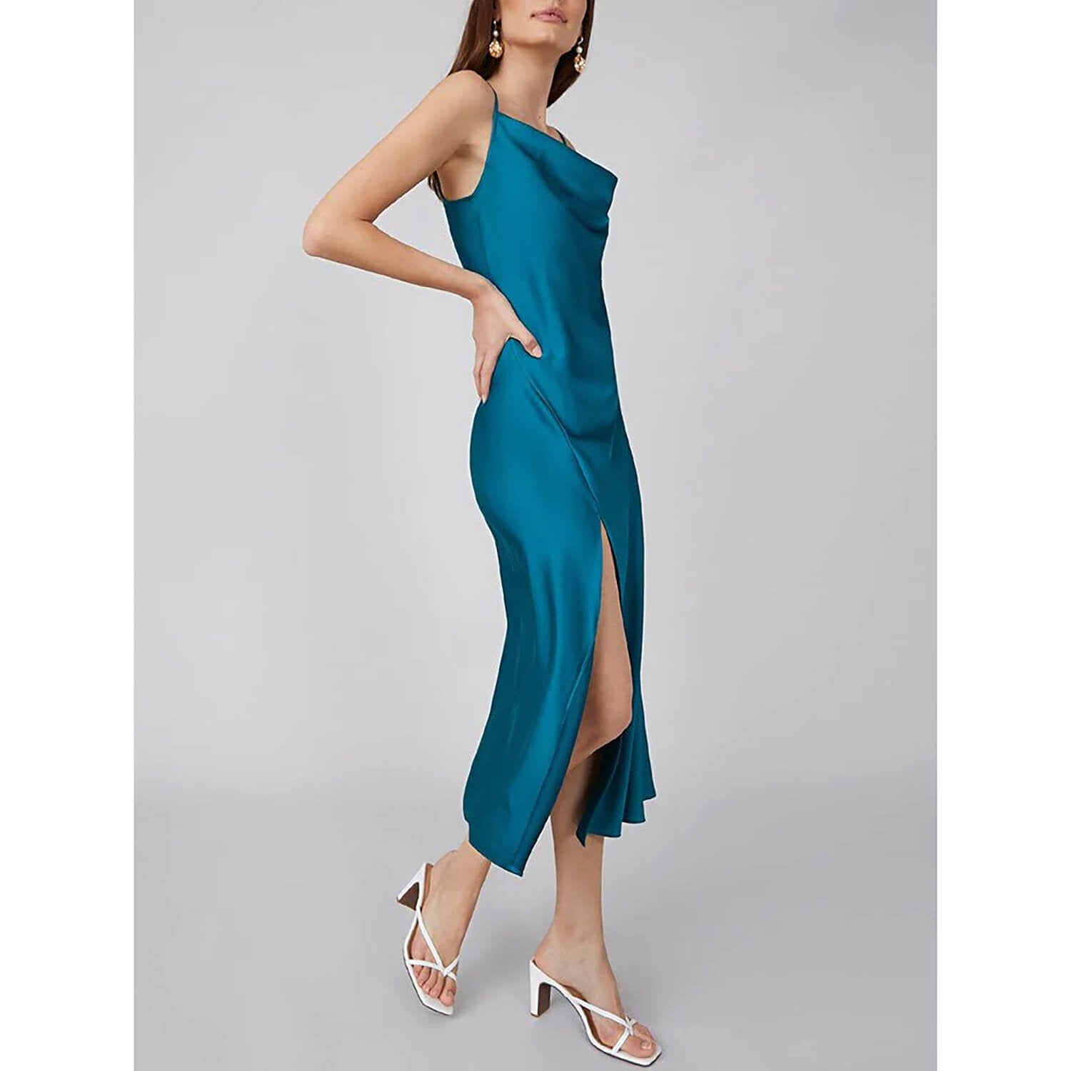 Summer Silk Dress Ladies Cowl Neck Pure Silk Slip Dress