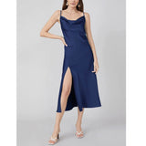 Summer Silk Dress Ladies Cowl Neck Pure Silk Slip Dress