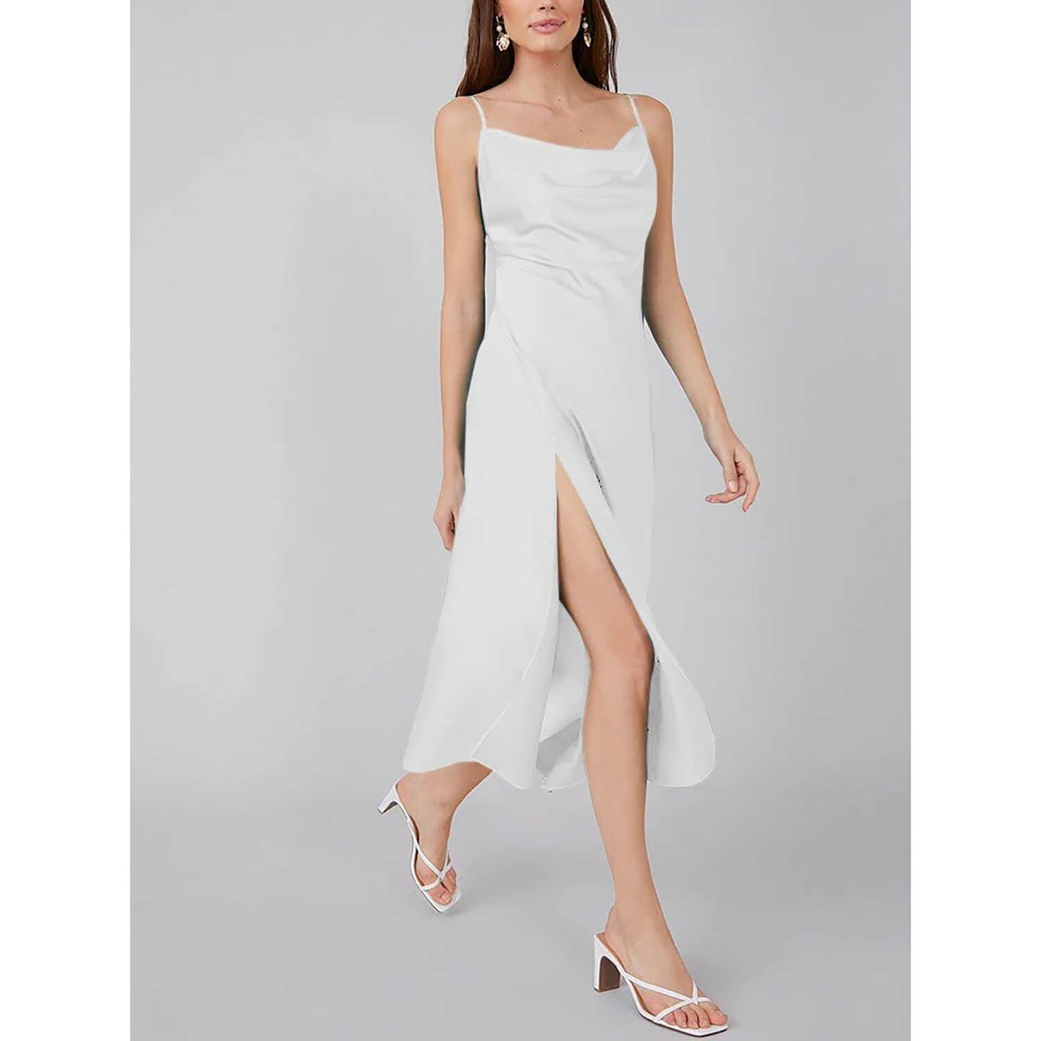 Summer Silk Dress Ladies Cowl Neck Pure Silk Slip Dress