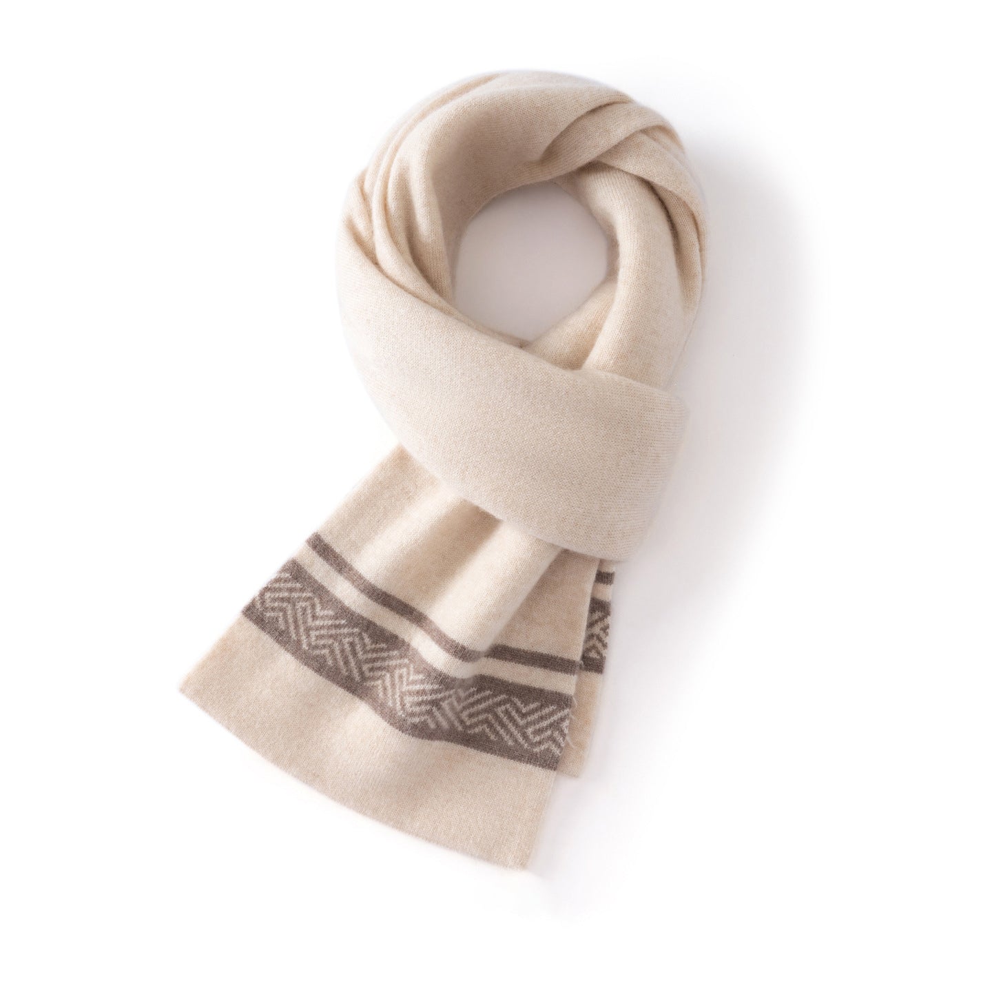 Unisex Cashmere Scarf with Contrast Woven Soft Knitted Cashmere Wrap