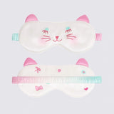 Unisex Silk Eye Mask with Cat Illustration Double Sided Silk Sleep Mask