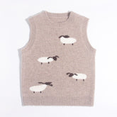 Warm Kids Pure Cashmere Vest Sheep Intarsia Knit Cashmere Sweater