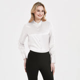Women Band Collar Silk Blouse For Women 100% Pure Silk Blouse with Pocket