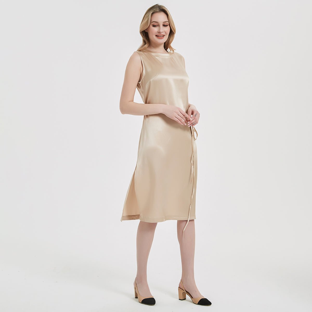 Women Stand Collar Silk Dress 100% Silk Dresses