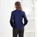 Women V Neck Silk Blouse Long Sleeves Office Work Silk Shirts