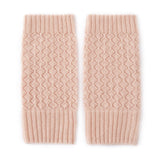 Womens 100% Cashmere Fingerless Gloves Diamond Knit Cashmere Hand Warmers