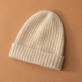Womens and Mens Rib Knitted Cashmere Hats Warm Deep Cashmere Beanie