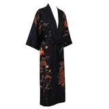 Women's Deer Prints Silk Kimono Robes Stars Silk Bathrobe
